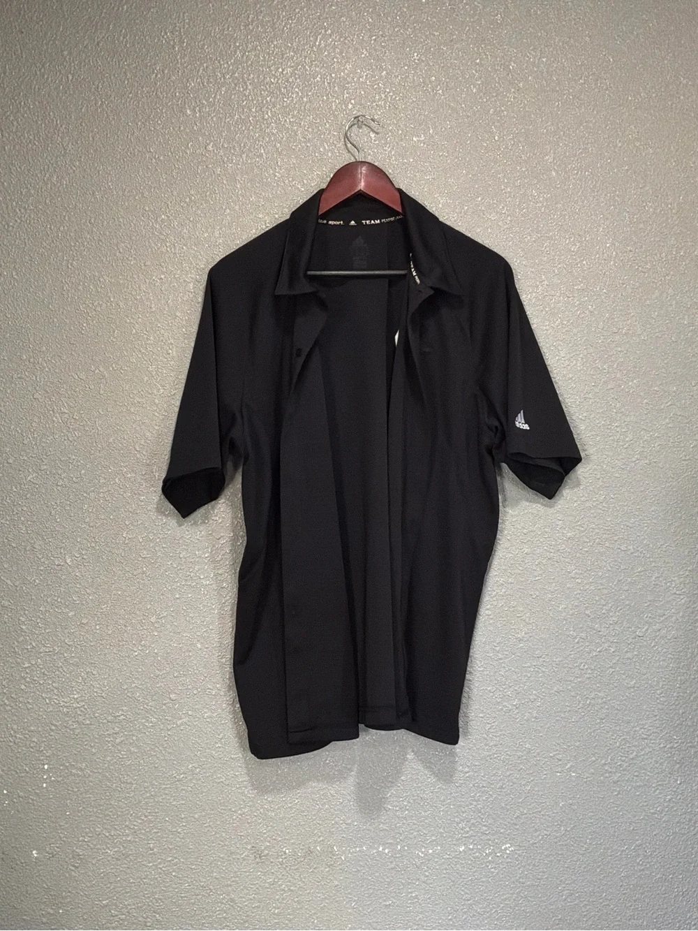 adidas Black Short-Sleeve Button Polo